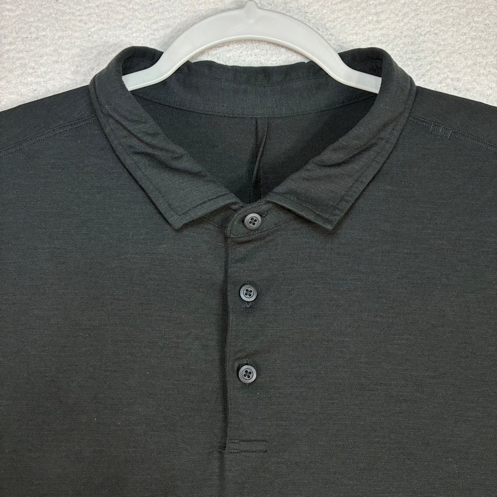 Lululemon Evolution Polo Shirt Men XL Black Stretch Golf Tennis Prep Performance